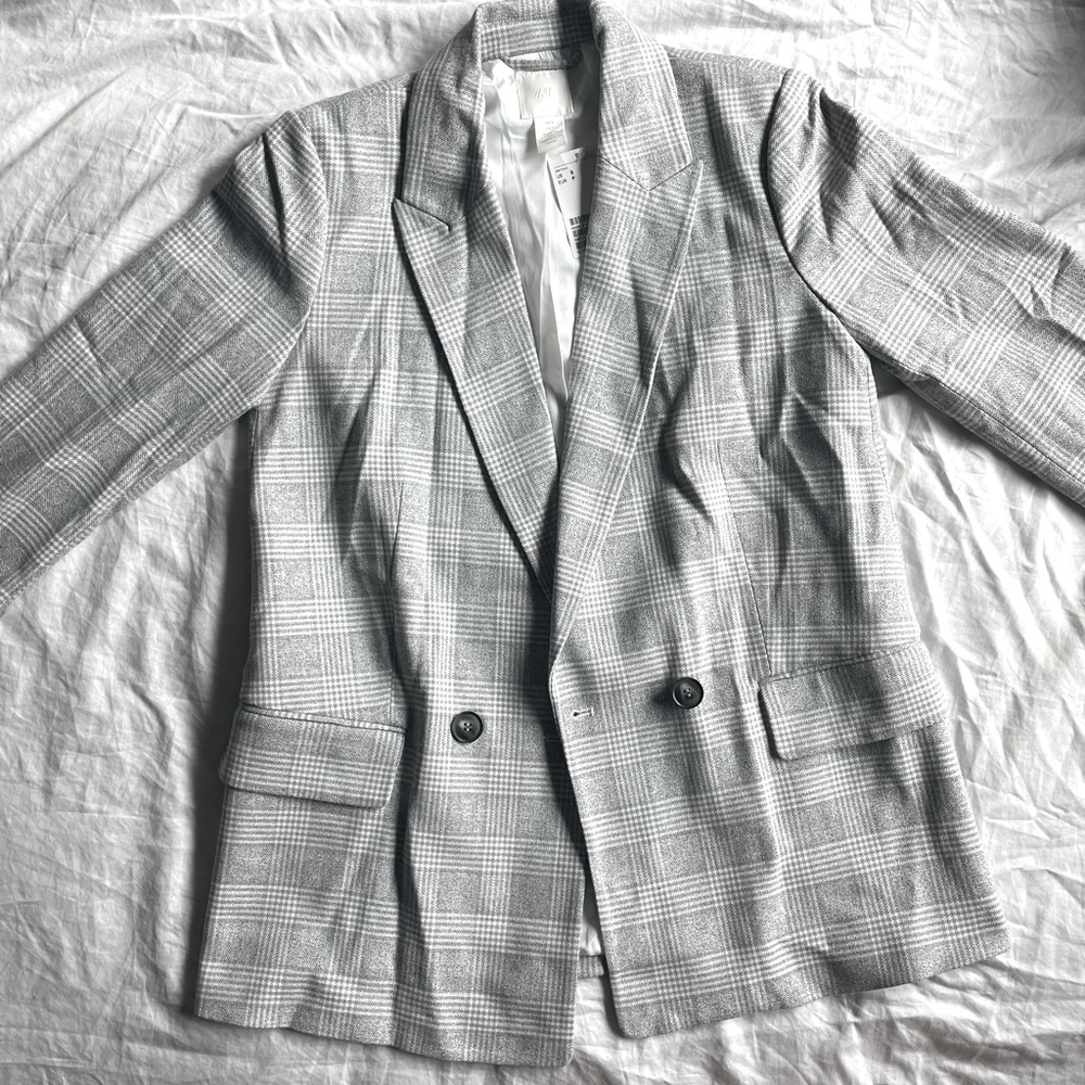 Grey and White H&M Checkered Blazer